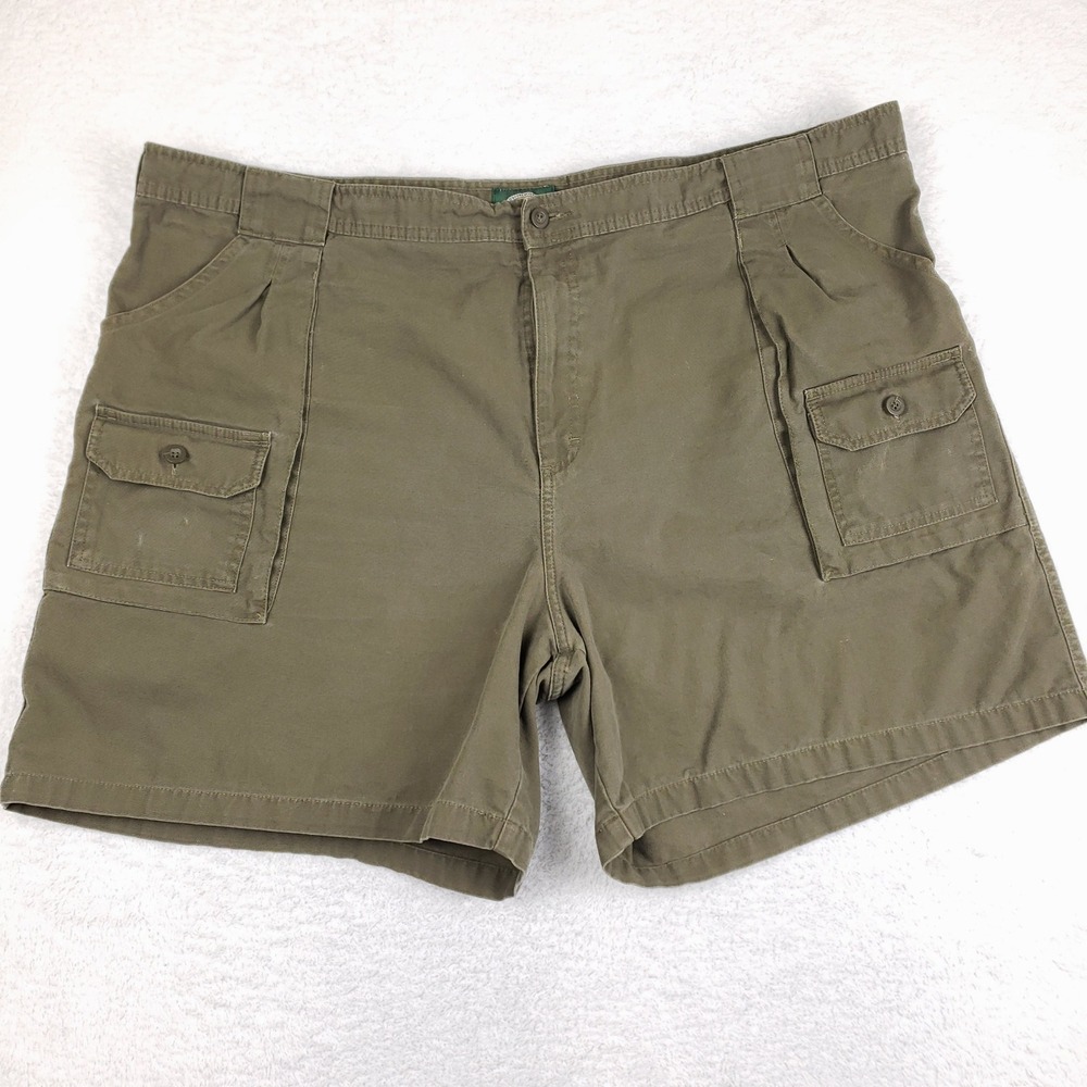 Cabelas Mens 48 Cargo Shorts Olive Green Cotton Canvas Outdoor Utility Hiking